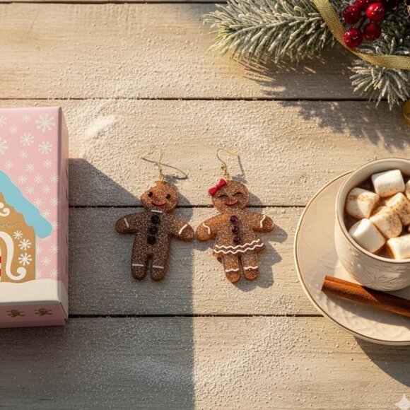 Betsey Johnson Gingerbread Couple Holiday Earrings Cookies NWT Christmas - Picture 7 of 7